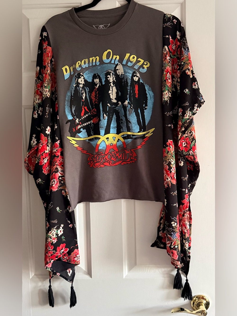 Custom Upcycled Aerosmith Poncho Top OSFM